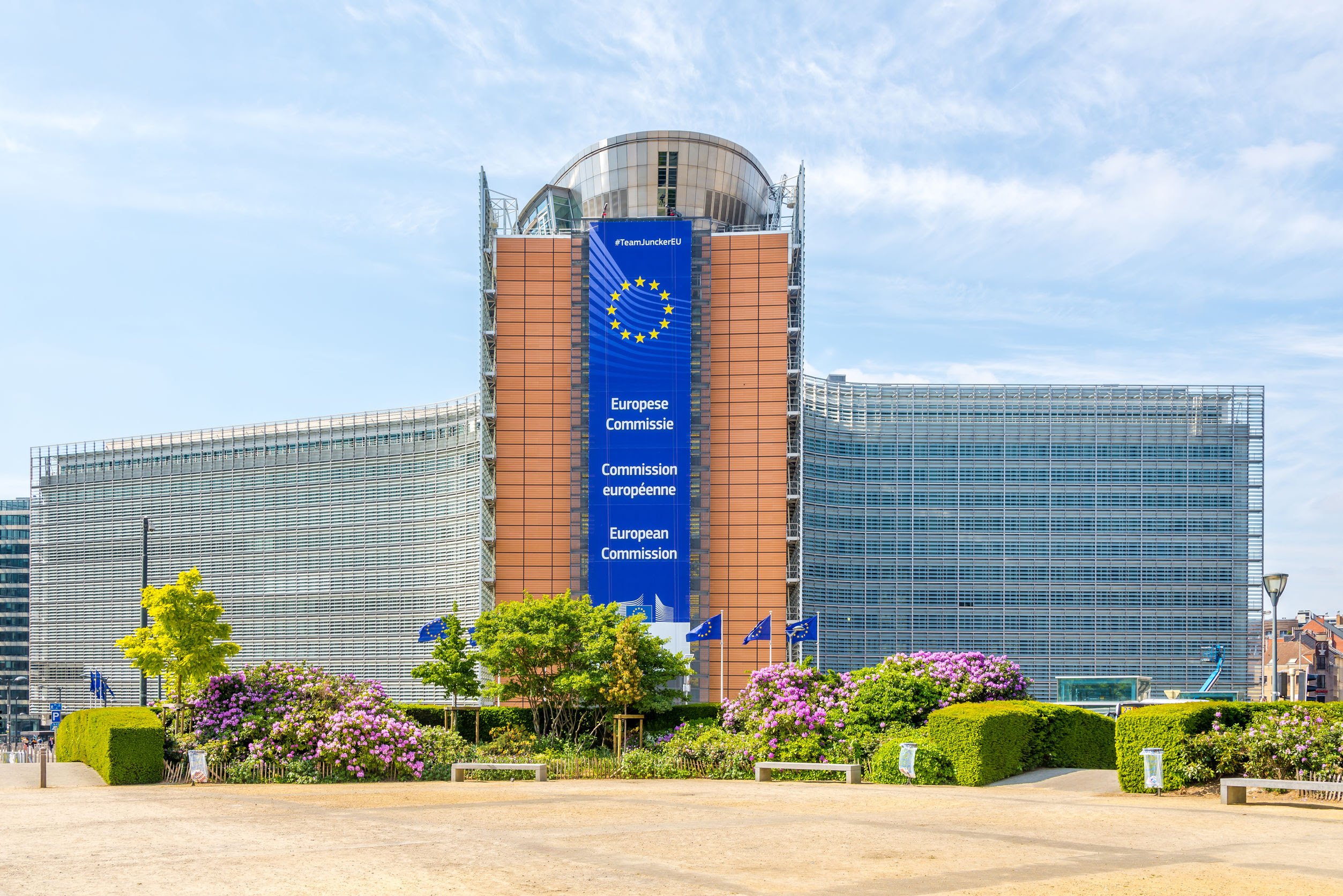 BRUSSELS,BELGIUM - MAY 18,2018 - View at the Berlaymont building (European Commission) in Brussels. Brussels is the capital of Belgium.